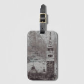 Taupe und Cyan Distressed Skyline Venice Italien Gepäckanhänger (Vorderseite Vertikal)