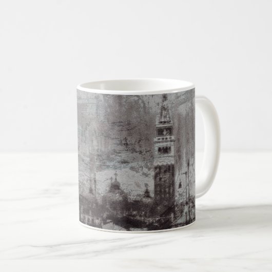 Taupe und Cyan Distressed Skyline Venice Italien Kaffeetasse (VorderseiteRechts)