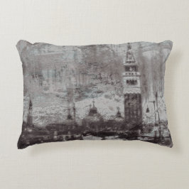Taupe und Cyan Distressed Skyline Venice Italien Kissen Für Draußen