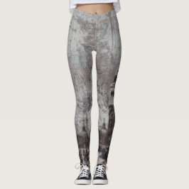 Taupe und Cyan Distressed Skyline Venice Italien Leggings