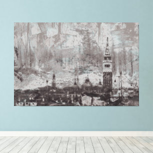 Taupe und Cyan Distressed Skyline Venice Italien Leinwanddruck