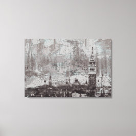 Taupe und Cyan Distressed Skyline Venice Italien Leinwanddruck
