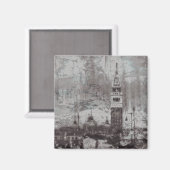 Taupe und Cyan Distressed Skyline Venice Italien Magnet (Vorderseite/Rückseite)