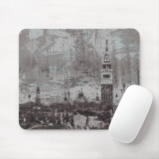 Taupe und Cyan Distressed Skyline Venice Italien Mousepad (Mit Mouse)