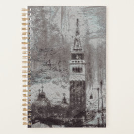 Taupe und Cyan Distressed Skyline Venice Italien Planer