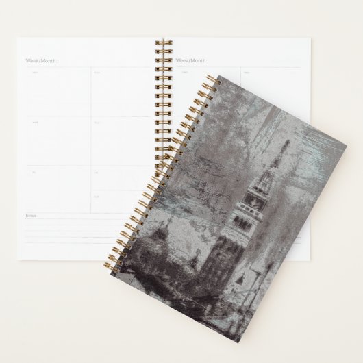 Taupe und Cyan Distressed Skyline Venice Italien Planer (Anzeige)