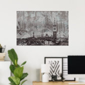 Taupe und Cyan Distressed Skyline Venice Italien Poster (Heimbüro)