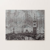 Taupe und Cyan Distressed Skyline Venice Italien Puzzle (Horizontal)