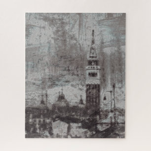 Taupe und Cyan Distressed Skyline Venice Italien Puzzle