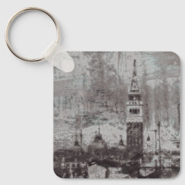 Taupe und Cyan Distressed Skyline Venice Italien Schlüsselanhänger