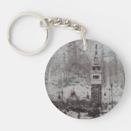 Taupe und Cyan Distressed Skyline Venice Italien Schlüsselanhänger