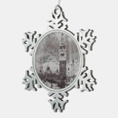 Taupe und Cyan Distressed Skyline Venice Italien Schneeflocken Zinn-Ornament (Rechts)