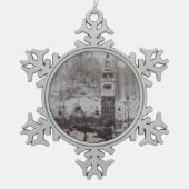 Taupe und Cyan Distressed Skyline Venice Italien Schneeflocken Zinn-Ornament (Vorderseite)