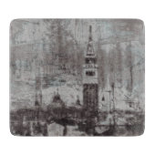 Taupe und Cyan Distressed Skyline Venice Italien Schneidebrett (Vorderseite)