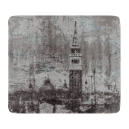 Taupe und Cyan Distressed Skyline Venice Italien Schneidebrett