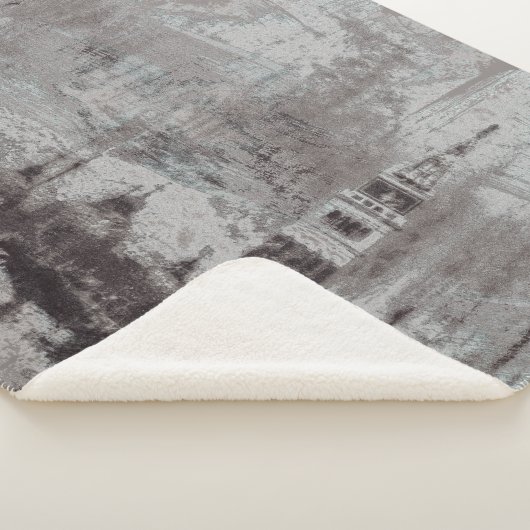 Taupe und Cyan Distressed Skyline Venice Italien Sherpadecke (3/4)