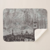 Taupe und Cyan Distressed Skyline Venice Italien Sherpadecke (Vorderseite (Horizontal))