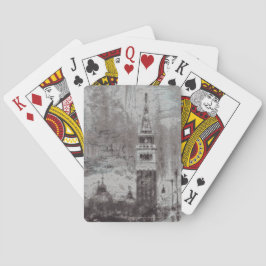 Taupe und Cyan Distressed Skyline Venice Italien Spielkarten