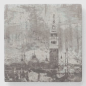 Taupe und Cyan Distressed Skyline Venice Italien Steinuntersetzer (Vorderseite)