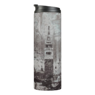 Taupe und Cyan Distressed Skyline Venice Italien Thermosbecher