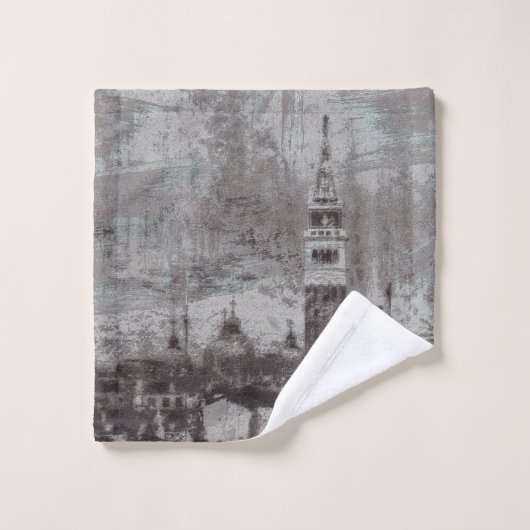 Taupe und Cyan Distressed Skyline Venice Italien Waschlappen (Waschlappen)