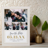 Taupe und Gold 4 Foto Save the Date