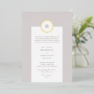Taupe und Gold Circle Mongram Wedding Folieneinladung