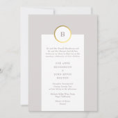 Taupe und Gold Foil Circle Mongram Wedding Einladung (Vorderseite)
