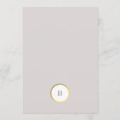 Taupe und Gold Foil Circle Mongram Wedding Menükarte (Rückseite)