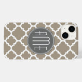 Taupe und Graues Quatrefolienmuster Triple Monogra Case-Mate iPhone Hülle (Rückseite (Horizontal))