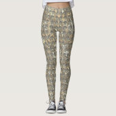 Taupe und Grey Polka Dots Muster Leggings (Vorderseite)