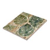 Taupe und grüne Monstera Nahtlose Keramik Tile Fliese (Seite)
