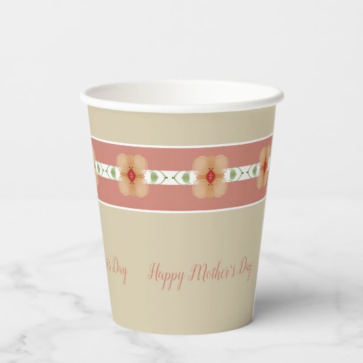 Taupe und Orange Pappbecher (Rückseite)