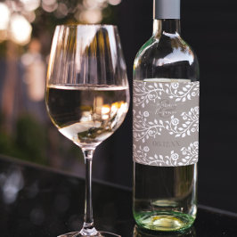 Taupe und Personalisierte Hochzeit mit weißer, rus Weinetikett