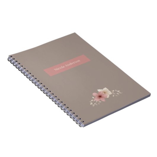Taupe und rosa Blumenschrift Notizblock (Rechte Seite)