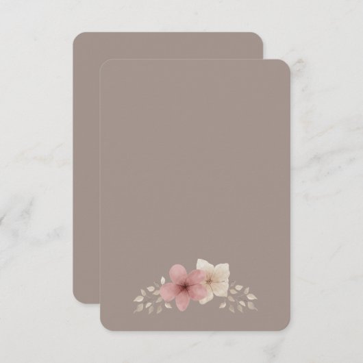 Taupe und Rosa florale Danke Karte (Vorne/Hinten)