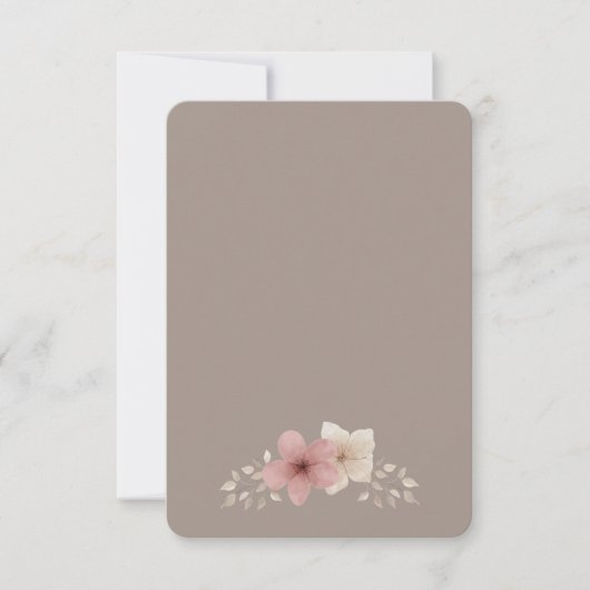 Taupe und Rosa florale Danke Karte (Vorderseite)
