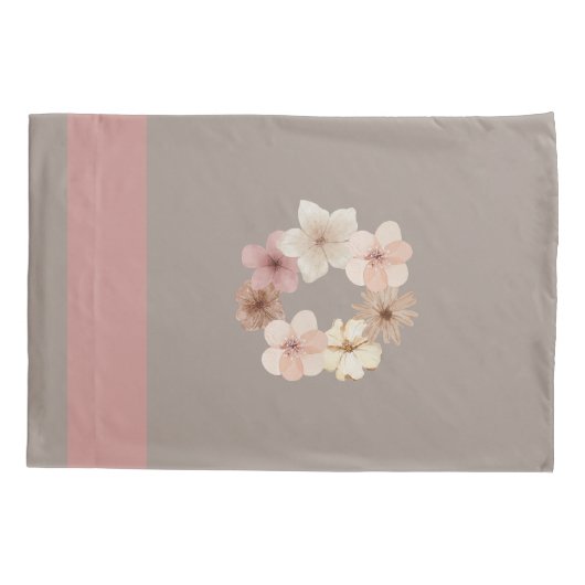 Taupe und rosa Pillowcase Kissenbezug (Rückseite)