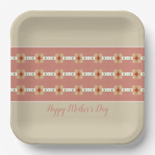 Taupe und rosa rosa Platz Pappteller (Vorderseite)