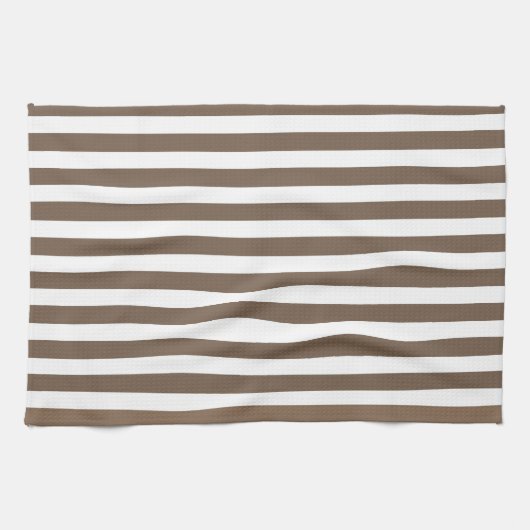 Taupe und Streifen mit weißem Süßigkeiten Geschirrtuch (Horizontal)