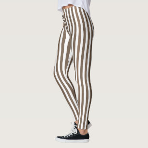 Taupe und Streifen mit weißem Süßigkeiten Leggings