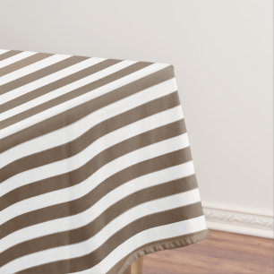 Taupe und Streifen mit weißem Süßigkeiten Tischdecke