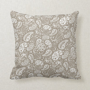 Taupe-und Weiß-Paisley-Wurfs-Kissen Kissen