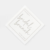 Taupe und White Minimalistisch Script Bridal Brunc Serviette (Ecke)