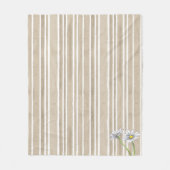 Taupe Uneven Striped Floral Watercolor Daisy Fleecedecke (Vorderseite)