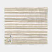 Taupe Uneven Striped Floral Watercolor Daisy Fleecedecke (Vorderseite (Horizontal))