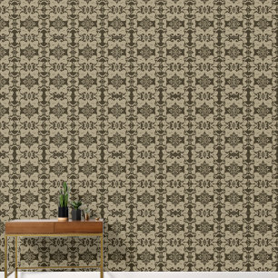Taupe Verziert Scroll Leaf Muster Tapete