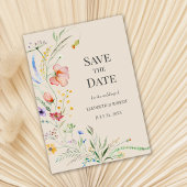 Taupe Wasserfarbe Wildblumen Save the Date Karte
