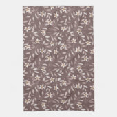 Taupe-Wasserfarben-Eukalyptus-Blumenmuster  Geschirrtuch (Vertikal)