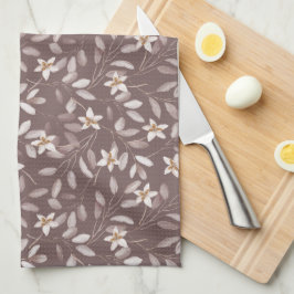 Taupe Watercolor Eucalyptus Floral Geschirrtuch